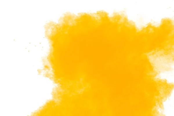 Streszczenie Żółty Proszek Wybuch Czarny Tle Rozpryskiwanie Cząsteczek Żółtego Pyłu — Zdjęcie stockowe