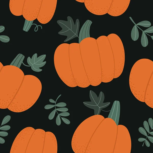 Seamless Pattern Cartoon Pumpkins Flat Style Background Wrapping Paper Fabric — Stock Vector