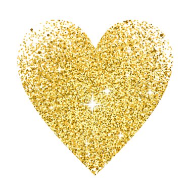 Altın kalp, pırıl pırıl parlıyor. Vektör ögesi.