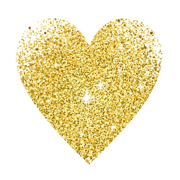 Altın kalp, pırıl pırıl parlıyor. Vektör ögesi.