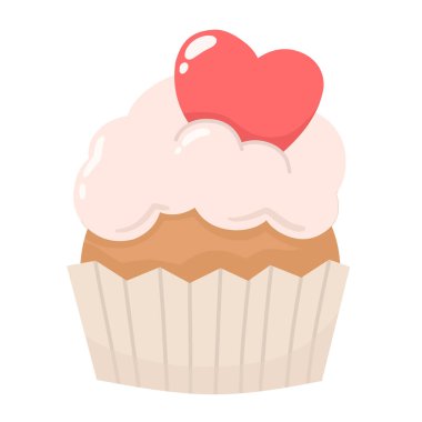 Yürekli kek. Sevgililer Günü için Vektör illüstrasyonu.