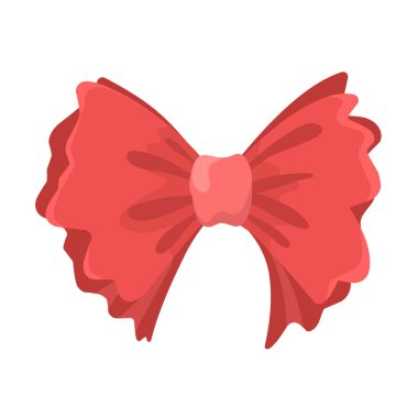 Yay, mercan kırmızısıdır. Düz çizgi film tarzında yay aksesuarı. Vektör illüstrasyonu.