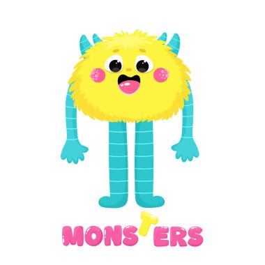 Şirin pofuduk ve mutlu canavar, yazılı çocuk canavarı, arkadaş canlısı karakter.