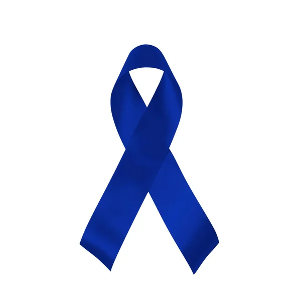 Mês Conscientização Câncer Colorretal Fita Azul Escura Com Texto Banner — Fotografia de Stock