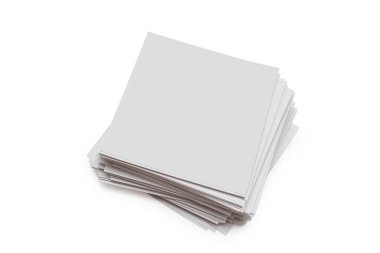 Sticky notes, square notepads and saturations isolated on white background, light sheets of paper, Top view. clipping pat