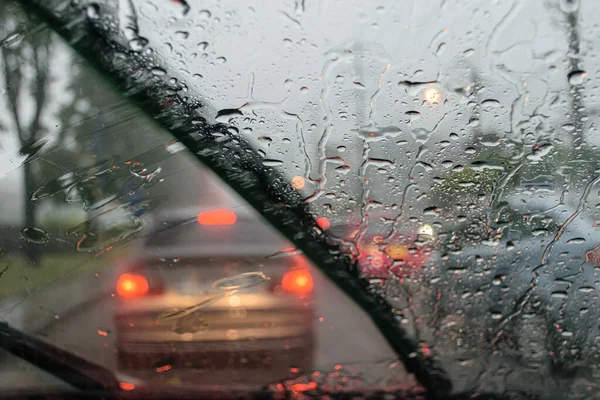 Windshield Wipers Car Season Rain Filter Color Effect Selective Focus — Stock Photo, Image