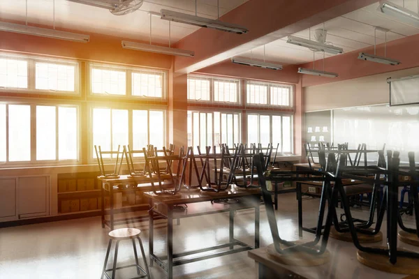 Modernes Klassenzimmer Mit Weißem Boden Gymnasium Blick Das Innere Der — Stockfoto