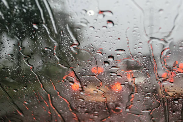 Selective Focus Rain Droplet Motion Blurry Wiper Windshield Windshield Wipers — Stock Photo, Image