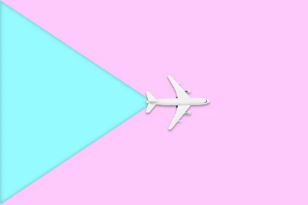 Плаский Дизайн Подорожі Літній Концепції Вид Зверху Літака Порожній Рожевий — стокове фото