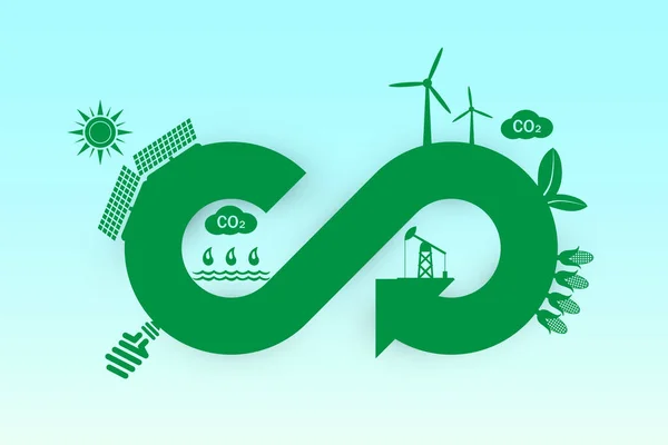 Verde Eco Infinito Cero Neto Economía Circular Energía Renovable Salvar —  Fotos de Stock