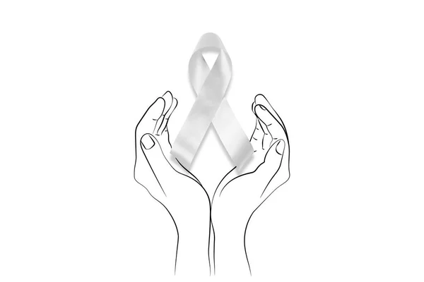 White January Mental Health Awareness Campaign Person Holding White Ribbon — Stock Photo, Image