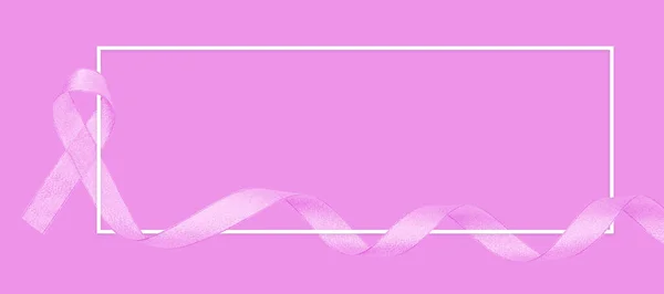 Розовая Лента Белой Овальной Раме Международный Символ Месячника Борьбы Раком — стоковое фото