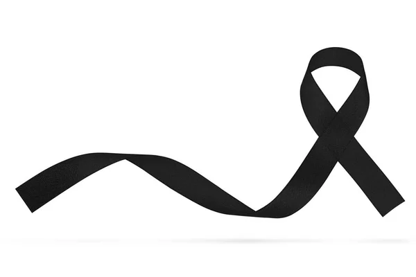Черная Лента Осознания Изолирована Траур Символ Меланомы Белое Знамя Раком — стоковое фото