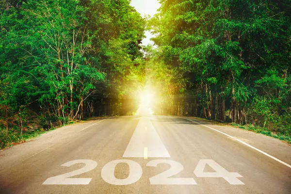 New Year 2024 Straight Forward Concept Text 2024 Written Road Stock Picture