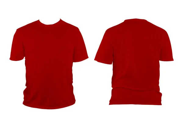 Shirt Merah Dengan Leher Bulat Kerah Dan Lengan Shirt Itu Stok Gambar