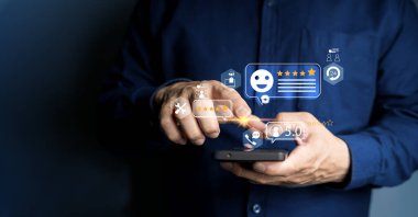 Müşteri memnuniyet değerlendirmesi anket konsepti, müşteri iş itibarı sıralamasına öncülük eden hizmet kalitesini değerlendirebilir. tatmin hizmeti için.