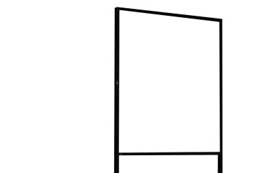 Boş tabela, reklam modeli, afiş. Metin için alanı kopyala. Beyaz arkaplan üzerine bilgi panosu. Kesme yolu.