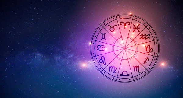 Segni Zodiacali All Interno Del Cerchio Dell Oroscopo Astrologia Nel — Foto Stock