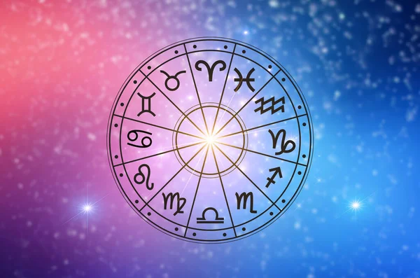 Znamení Zvěrokruhu Uvnitř Horoskopu Astrologie Obloze Mnoha Hvězdami Měsíce Astrologie — Stock fotografie