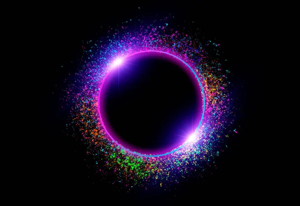 colorful circle frame circle light frame on black background