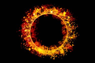 orange flame circle frame on black background