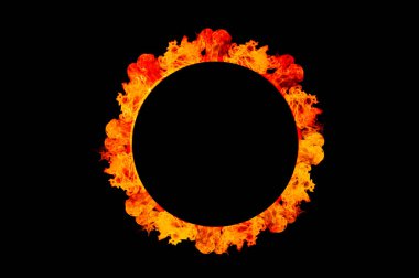 orange flame circle frame on black background