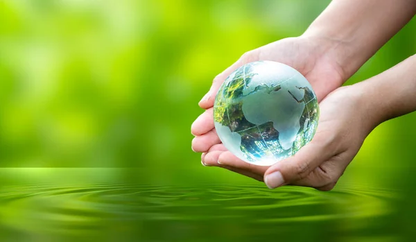 Концепція Врятуйте Світ Зберегти Навколишнє Середовище Світ Траві Зеленого Фону — стокове фото