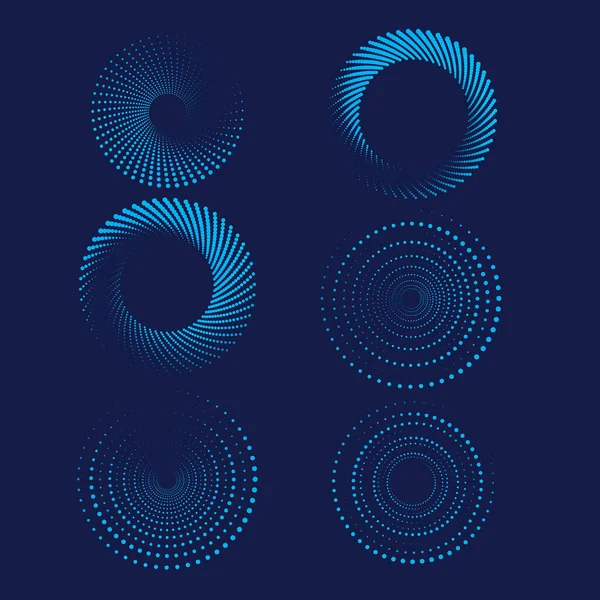 Cercle Bleu Demi Teinte Point Fond Abstrait Ensemble Cercles Pointillés — Image vectorielle