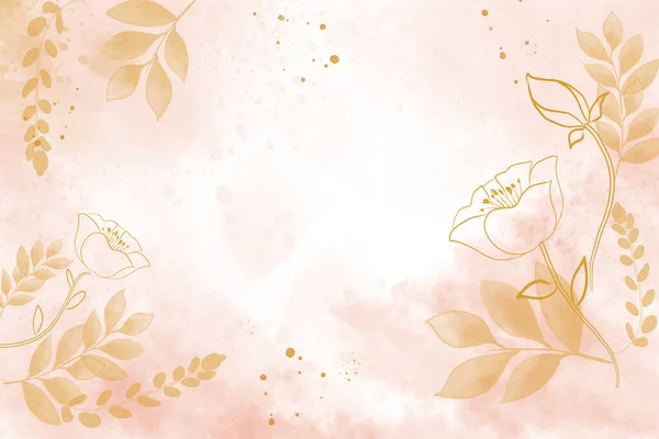 Freier Hintergrund Rosa Aquarellmalerei Mit Streifen Von Blumen Und Blättern lizenzfreie Stockfotos