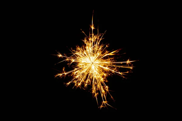 Feuerwerk Funken Isolationen Auf Schwarzem Hintergrund — Stockfoto