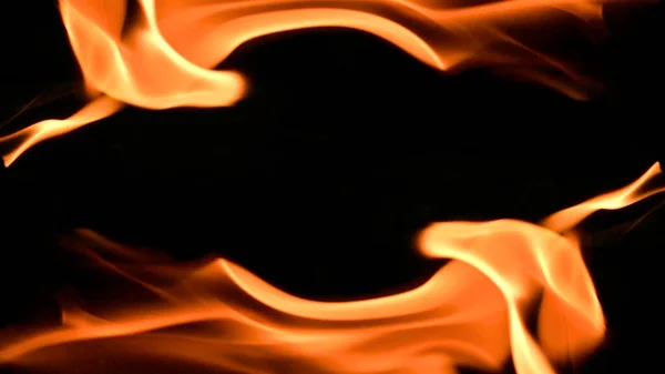 Tűz Háttér Égő Láng Keret Egy Fekete Háttér — Stock Fotó