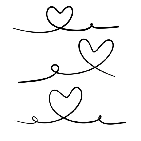 Hand Drawn Line Heart White Background Isolated — Stock Vector