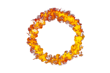 Çember çerçeve turuncu alev şeffaf arkaplan PNG dosyasında izole edildi