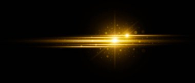 Turuncu ışık efekti. Parlayan ışık parıldıyor. Parıltı efekti ayarlandı, lens parlaması, patlama, parıltı, çizgi, güneş ışığı, kıvılcım ve yıldız. Işık ve beyaz yıldızların soyut görüntüsü. resimleme