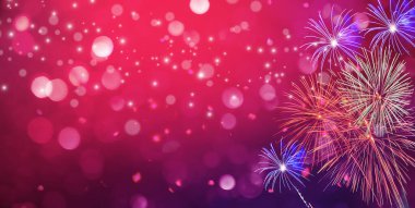 Bokeh tatil arka planı Havai fişekler Yeni Yıl kutlamaları Yıldızlar ve Havai fişeklerle süslenmeler. Şenlik Gecesi: Parlayan Yıldızlar ve Havai fişekler. Noel Süslemeleri ve Havai fişekler Fantezisi