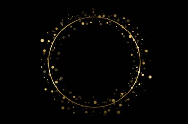 Siyah arkaplanda altın daire çerçeve bokeh