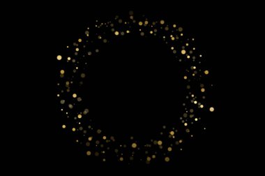 Siyah arkaplanda altın daire çerçeve bokeh