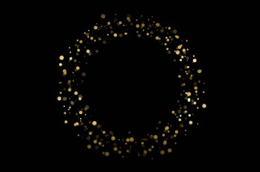 Siyah arkaplanda altın daire çerçeve bokeh