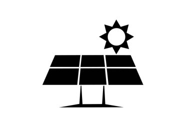 Simge güneş paneli güneşi. Güneş paneli simgesi. Güneş enerjisi çerçevesi. Yeşil enerji ikonu. Yenilenebilir enerji, ekoloji ve yeşil elektrik ikonlarının toplanması. Sağlam tasarım tarzı. vektör tasarımı