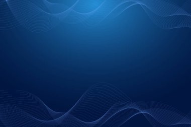 Soyut dijital arkaplan ve koyu bir gradyan üzerinde akan mavi dalga çizgileri. Bokeh Modern teknoloji, veri transferi, ya da gelecekle ilgili iletişim konsepti. Sunumlar, teknoloji, yenilik veya yapay zekayla ilgili görseller için ideal.