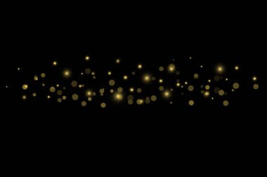 Şenlikli ve zarif tasarım için siyah arkaplanda altın bokeh ışıkları