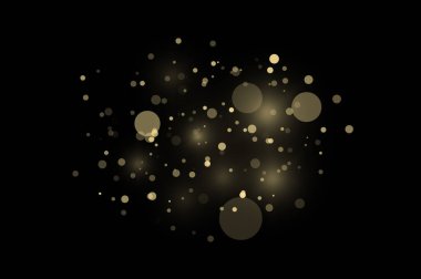 Şenlikli ve zarif tasarım için siyah arkaplanda altın bokeh ışıkları