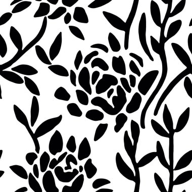 Kusursuz Vektör Çiçekleri, Siyah ve Beyaz Çiçek Örnekleri. Vektör illüstrasyonu