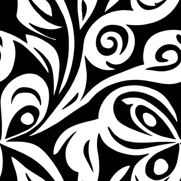 シームレスベクトル花 黒と白の花パターン ベクターイラスト — ストックベクタ