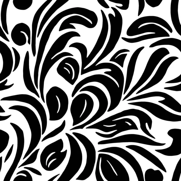 Flores Vetoriais Sem Costura Padrão Floral Preto Branco Ilustração Vetorial — Vetor de Stock