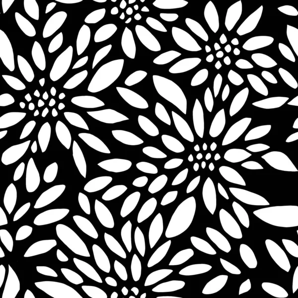 Kusursuz Vektör Çiçekleri Siyah Beyaz Çiçek Örnekleri Vektör Illüstrasyonu — Stok Vektör