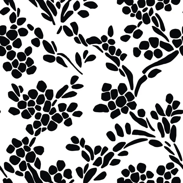 シームレスベクトル花 黒と白の花パターン ベクターイラスト — ストックベクタ