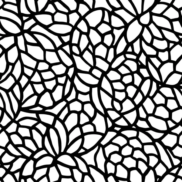 Seamless Vector Flowers Black White Floral Pattern Vector Illustration — Stock Vector