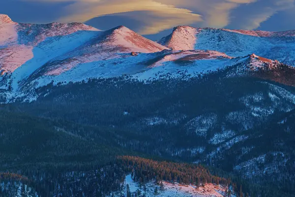 Winterlandschaft Mit Gipfeln Der Front Range Rocky Mountain National Park Stockbild