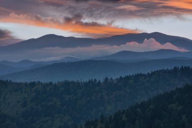 Gün batımında manzara, Clingman 's Dome' dan Great Smoky Dağları Ulusal Parkı, Tennessee, ABD